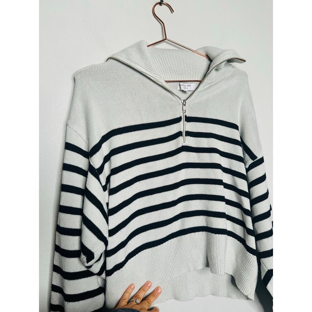 MARISSA WEBB x RTR Off-White Knit Long Sleeve Mock Neck Quarter Zip Sweater M - Picture 7 of 11